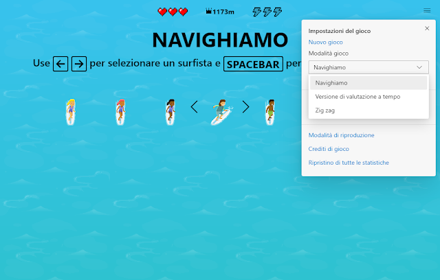 Let's Surf Impostazioni gioco