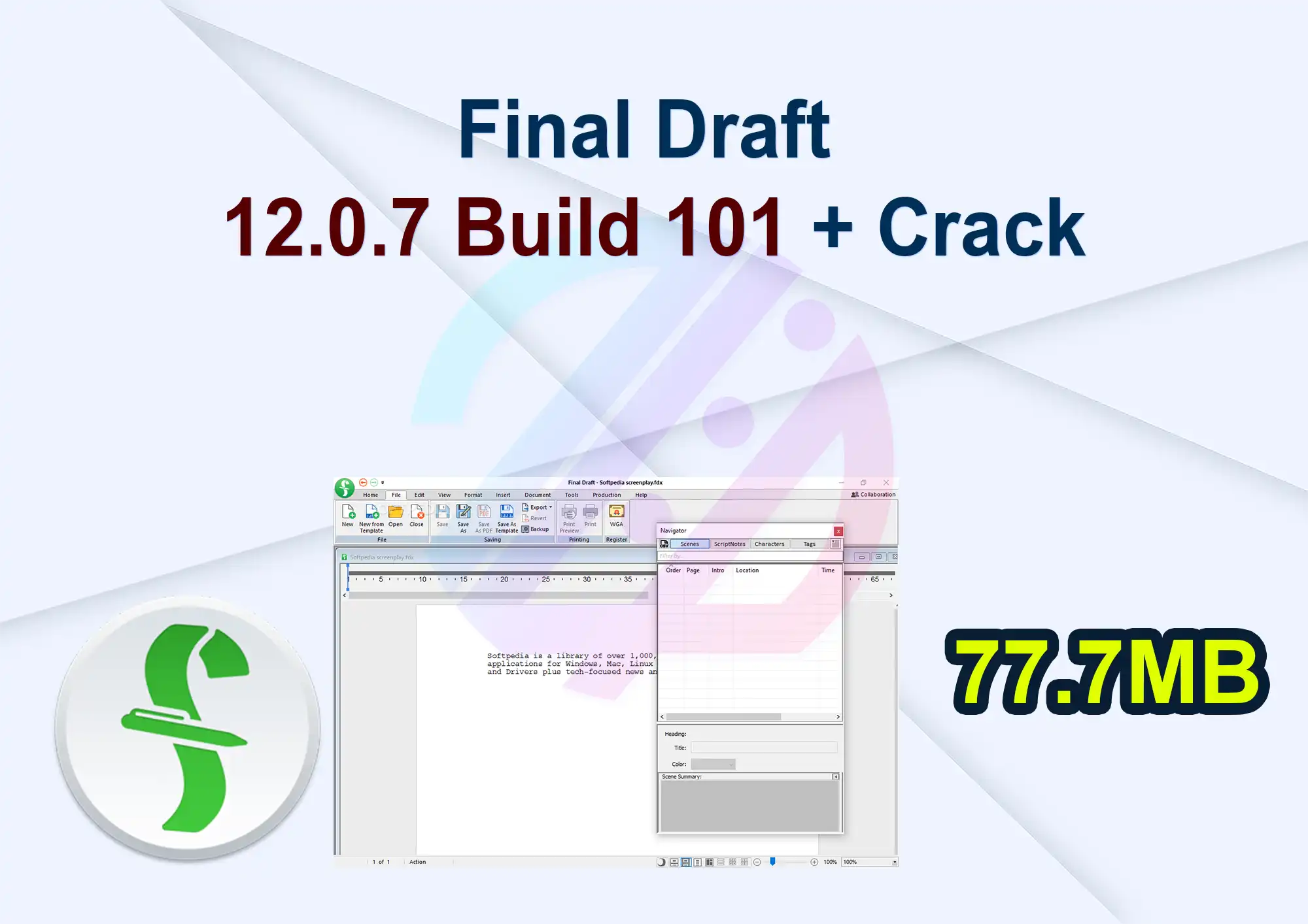 Final Draft 12.0.7 Build 101 + Crack