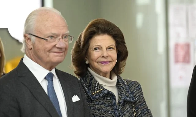 This year marks King Carl Gustaf's 50 years as Sweden's head of state. Queen Silvia wore a tweed jacket by Chanel