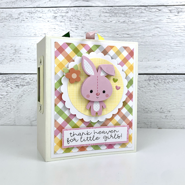 baby girl scrapbook mini album with bunny rabbit