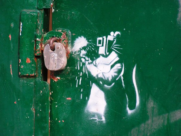 uk graffiti artist banksy. Mysterious artist from the UK