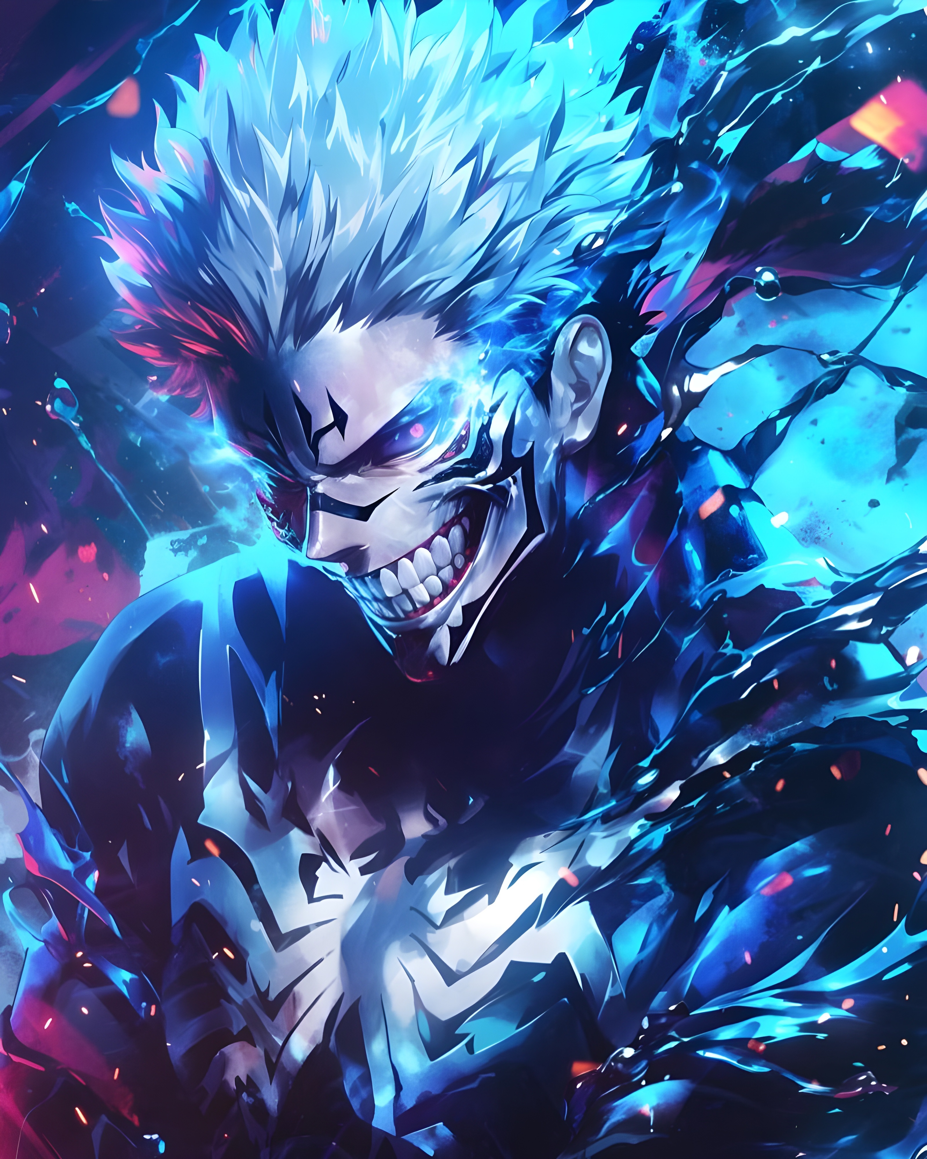 Sukuna Spiderman Blue Wallpaper