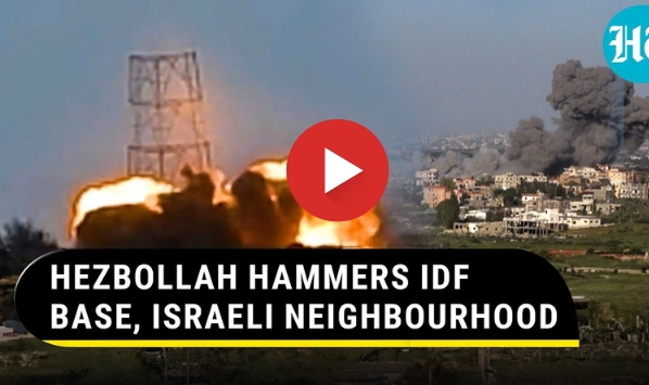 Hezbollah's All-Out Missile Assault On Israel; IDF Base Attacked, Israeli City Pounded | Watch