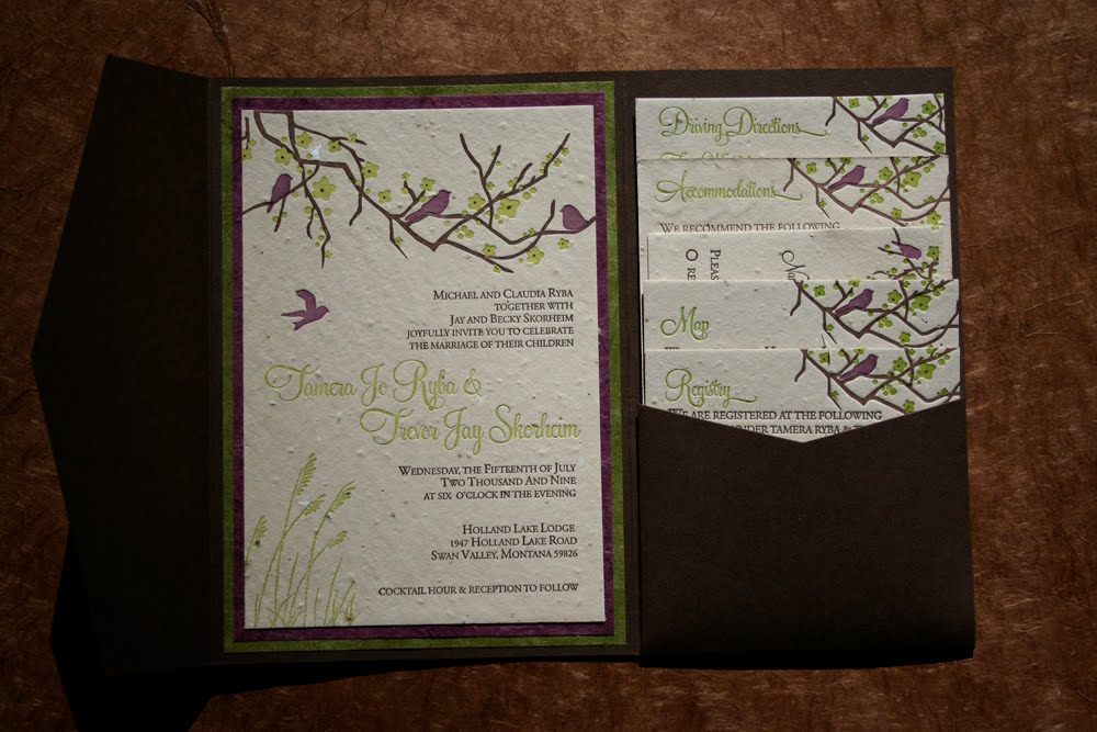  green and plum purple and attached to a chocolate brown pocket folder