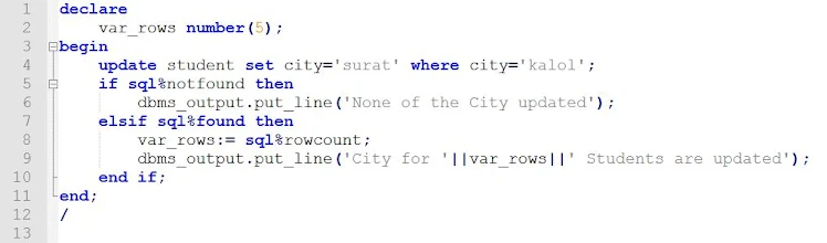 Implicit Cursor