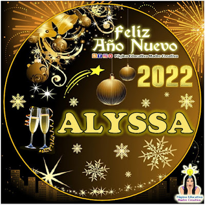 Nombre ALYSSA por Año Nuevo 2022 - Cartelito mujer