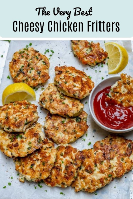 Cheesy Chicken Fritters - The chicken is delicious, runny, and it always feels fantastic. If you like easy chicken recipes, this is your recipe! #cheesy #chickenfrirrers #cheesychickenfritters #popsugarfoods