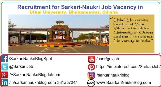 Naukri Vacancy Recruitment Utkal University Bhubaneswar