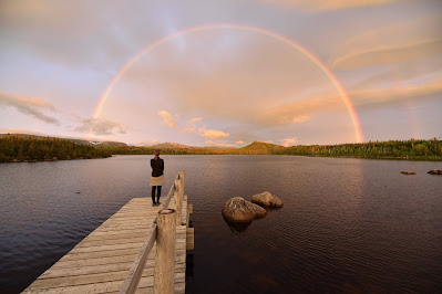 Gros Morne National Park Rainbow over lake.