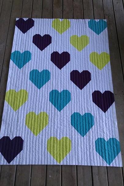 Modern heart quilt for Orlando