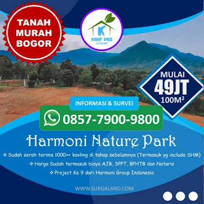 Brosur Jual Tanah Kavling Murah di Bogor Harmoni Nature Park Gratis AJB Bibit Pohon Buah dan Wisata 3 Negara