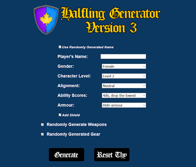 Dungeon Crawl Classics Halfling Character Generator Version 3