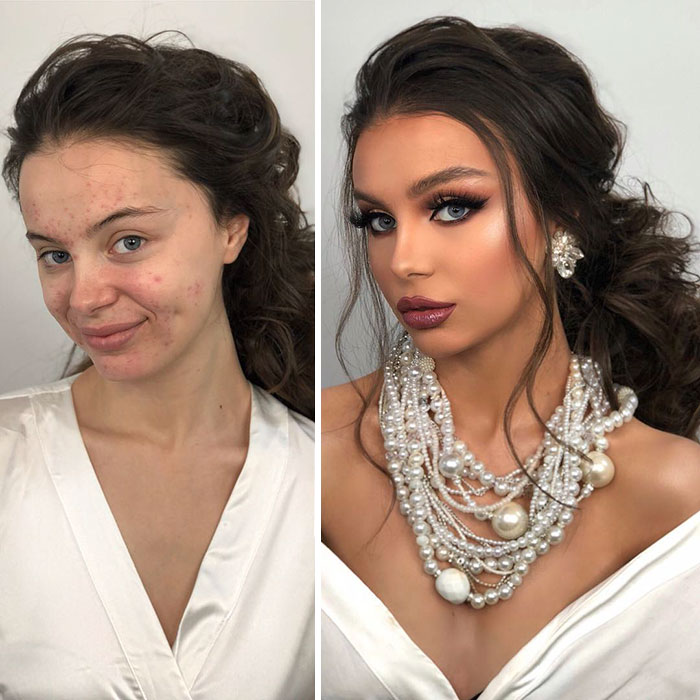 11 Pictures Captured Before And After Brides Got Their Wedding Makeup