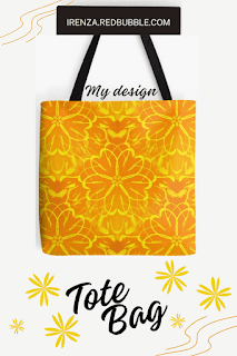 Yellow flowers on orange Tote Bag