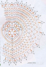 Enfeite de Crochê em forma de coração com gráfico