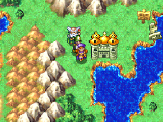 The party approaches Endor, a castle town in Dragon Quest IV.