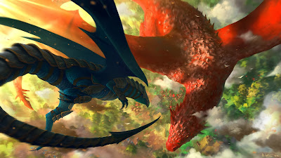 Dragons Flying Sky Fantasy a692