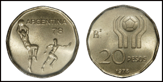 Argentina 20 Pesos Soccer 1978 World Soccer Championship @ 70