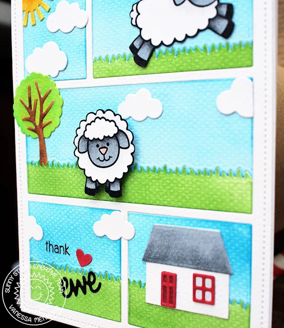 Sunny Studio Stamps: Comic Strip Everyday Dies Missing Ewe Thank Ewe Card by Vanessa Menhorn