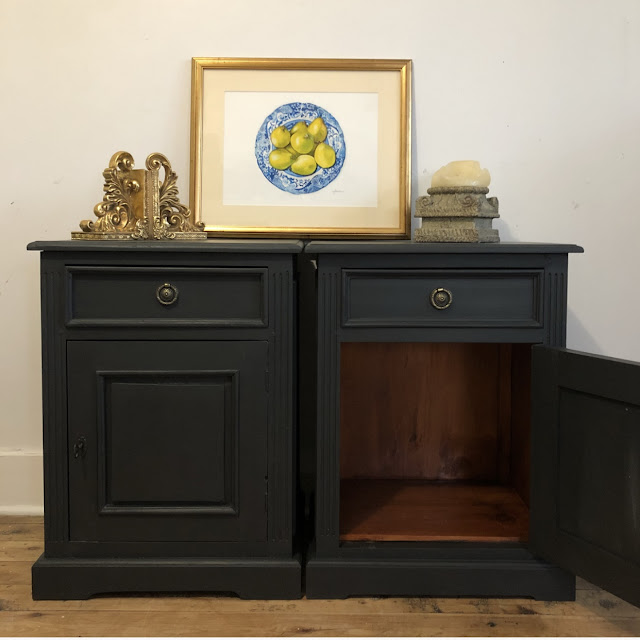 black reclaimed timber bedside tables by Lilyfield Life