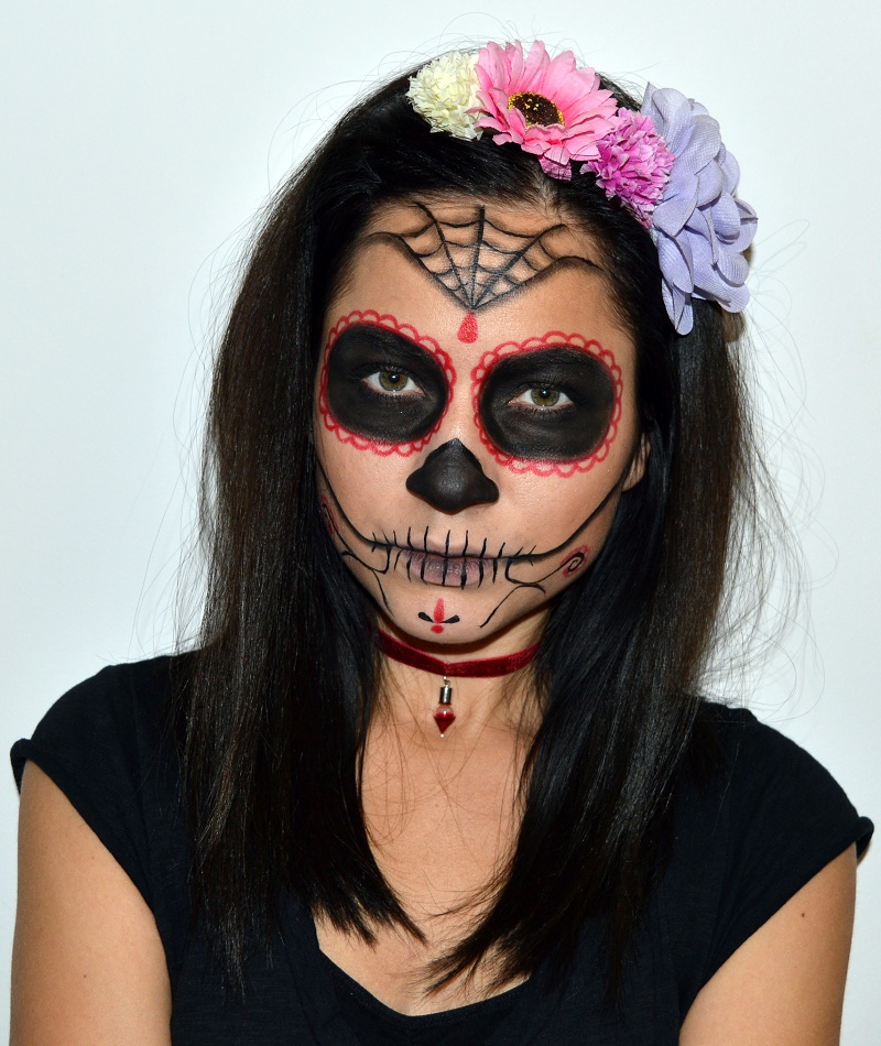 Halloween Sugar skull  make up  and blood  choker Style 