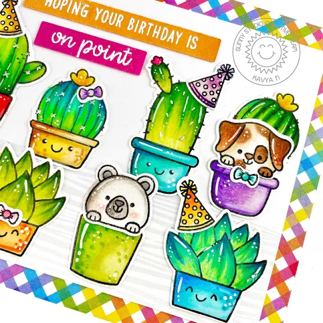 Sunny Studio Stamps: Looking Sharp Beach Buddies Cactus Themed Birthday Card by Kavya