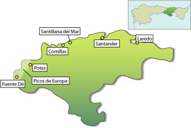 Cantabria Mapa Ciudad de la Región