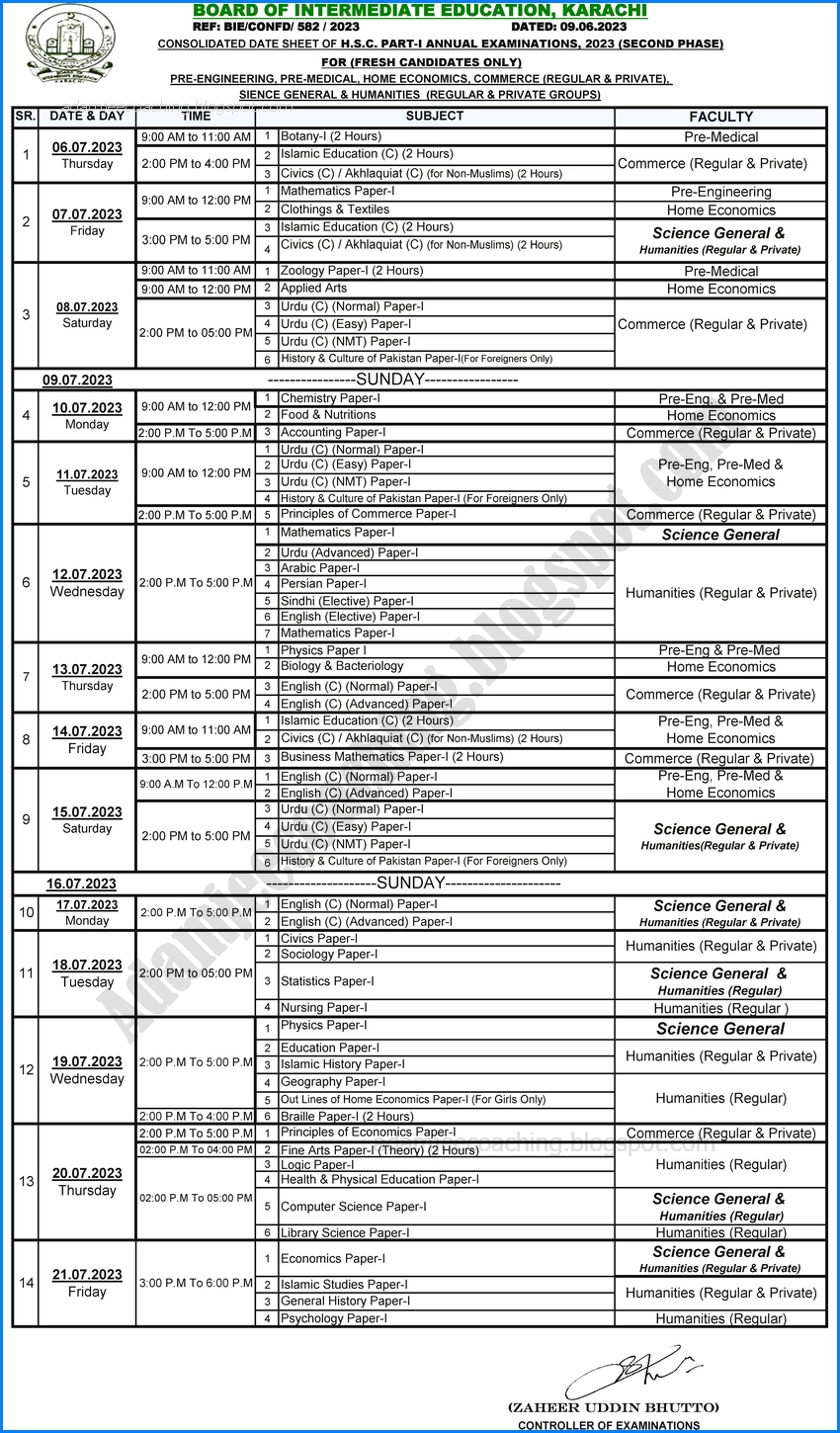 date-sheet-for-class-11th-science-general-and-humanities-group-annual-examinations-2023