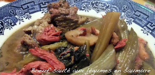 Boeuf sauté aux légumes en saumure