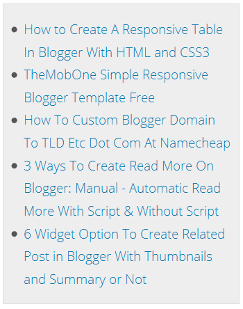 Simple Recent Post Widget For Blogger