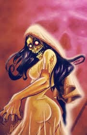 Sihuanaba, female demon with long hair and scary face