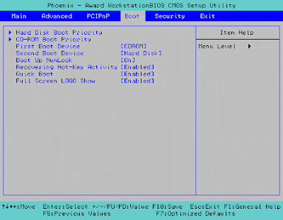 Menu Boot Device
 Priority