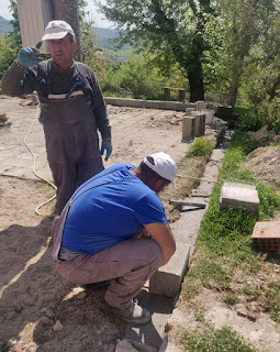 Working out the angles for the side of the patio