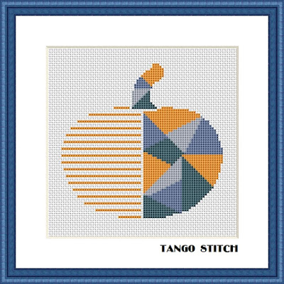 Pumpkin geometric kitchen nursery cross stitch pattern - Tango Stitch