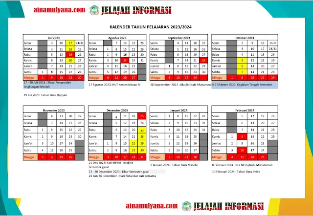 Kalender Pendidikan TK SD SMP SMA SMK Provinsi Jawa Timur Tahun Pelajaran 2023/2024