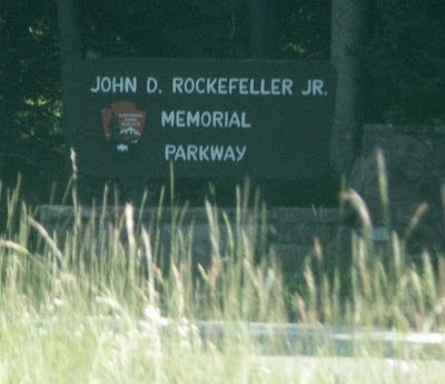 John D Rockefeller Memorial Parkway sign