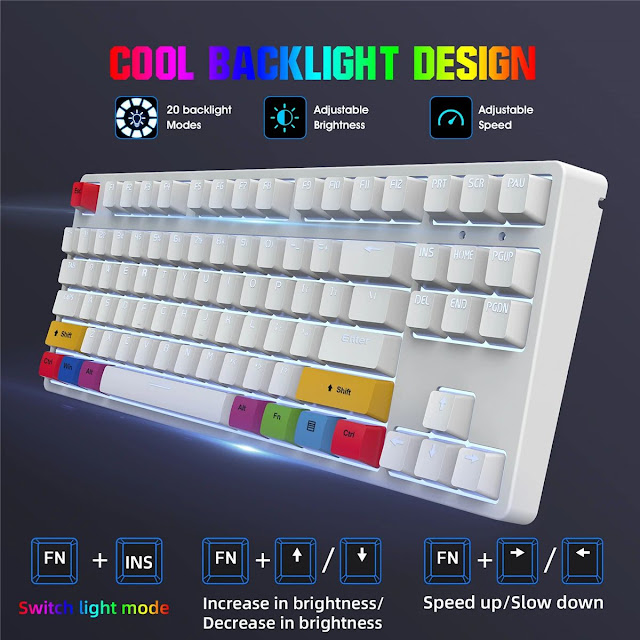 L600 Wired Mechanical Keyboard 87 Keys Jixian Red Switch Hot Swappable 3 Pin White Backlight ABS Keycaps Gaming Keyboard