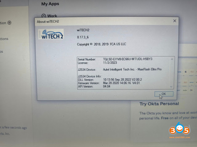 Autel J2534 wiTech 2.0 Failed to Connect FCA 2018+ 2