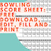 Simple Printable bowling score sheet with pins