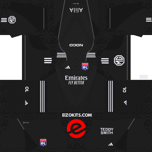 Olympique Lyonnais (OL) 2023-2024 Kits Released By Adidas - Dream League Soccer Kits (Goalkeeper Home)