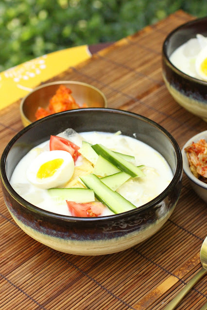 nouilles glacées coréennes au lait de soja