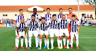 REAL VALLADOLID C. F. Temporada 2019-20. Rubén Alcaraz, Salisu, Enes Ünal, Kiko Olivas y José Antonio Caro; Sandro, Javi Moyano, Aguado, Hervías, Nacho y Toni. REAL VALLADOLID 1 (Óscar Plano) REAL CLUB RACING DE SANTANDER 0. 27/07/2019. Partido amistoso, Trofeo Canal de Castilla. Medina de Rioseco, Valladolid, campo Juan Carlos Navarro.