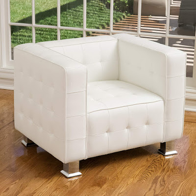 modern white leather club chair