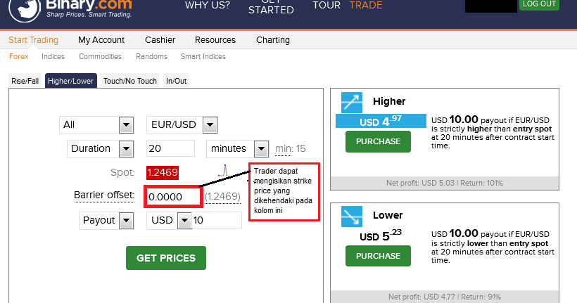 high low binary options login