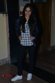 Actress Nanina Ganguly Stills in Black Tights with Vangaveeti Movie Team at Devi Theater  0045.JPG