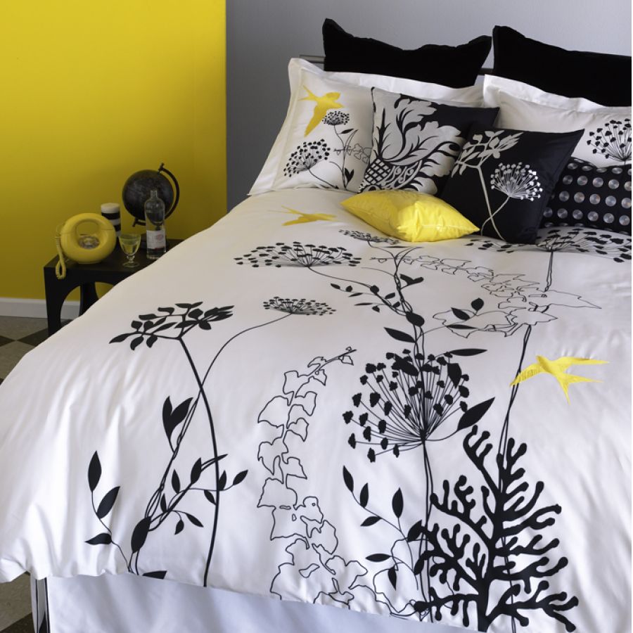 Yellow Black and White Comforter Set