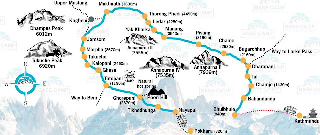 Base Camp Annapurna Circuit Trek Map