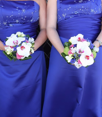 Royal blue and pink wedding reception