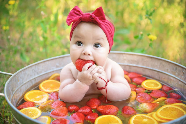 fruit bath 6 month photoshoot idea