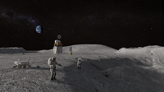 Astronotların Ay'da çalışmalarını gösteren bir konsept çalışması